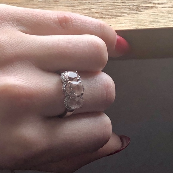 💕PRICE ⬇️ Rose Gold Morganite Oval Pave Ring Sz 8 - Picture 7 of 7